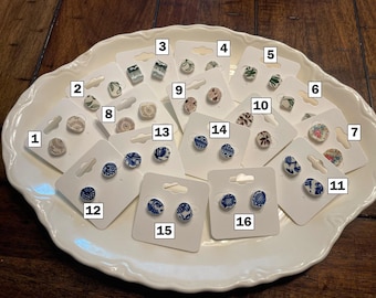 Vintage Plate Stud Earrings