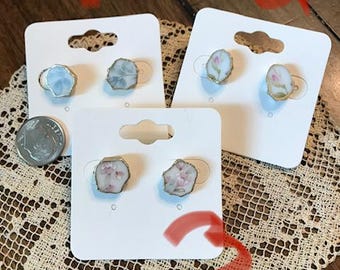 Vintage Plate Stud Earrings