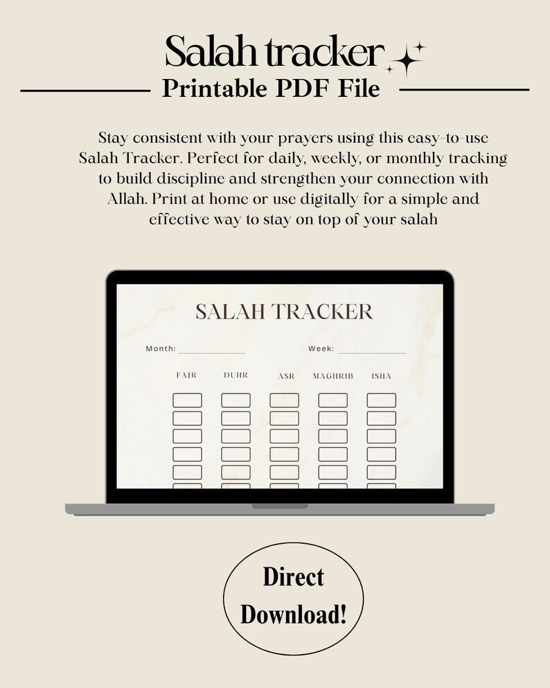 Salah Prayer Tracker: Printable Islamic Planner (digital Download - Etsy