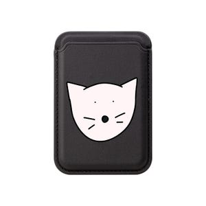 Whimsical Cat Vegan Leather Wallet: Magsafe Compatible Card Holder