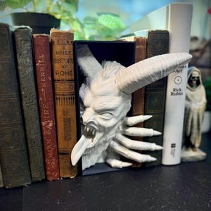 Krampus Book Nook – Christmas Horror Bookshelf Insert | Krampusnacht Shelf Decor