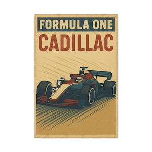 Vintage Formula One Canvas Art: Cadillac Racing Print