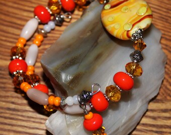 Cabana - Custom One Of A Kind Lampwork Glass Bead Glass Bead Beaded Bracelet