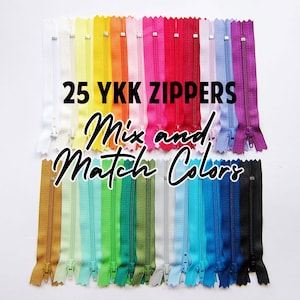 YKK Zippers Set of 25: Choose Your Colors and Length