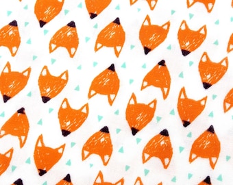 Tela de doble gasa con estampado de zorro – Muselina de algodón suave para costura de bebés, colchas, mantas y ropa.