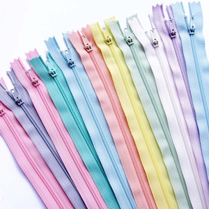 Pastel YKK Zippers Set: 18 Assorted Colors, #3 Nylon Coil