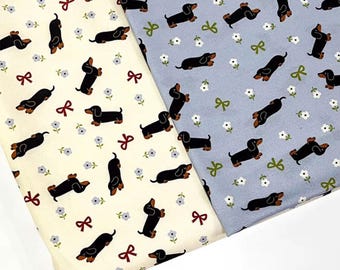 Dachshund Dog Print Fabric - 100% Cotton Material for Sewing, Crafting, Home Decor, Dressmaking