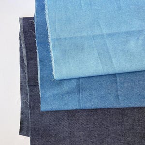 Lightweight Denim Fabric in Blue, Light blue, Dark Blue for Shirts, Dresses, Skirts