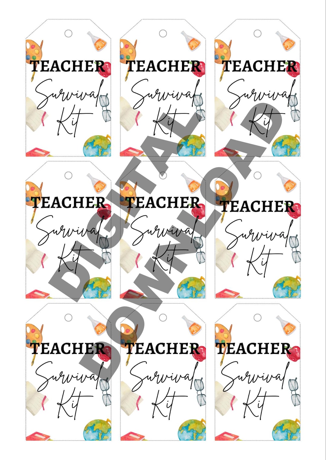 Teacher Survival Kit Gift Tags (digital Download) – Printable Teacher ...
