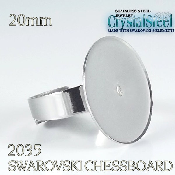 20mm Chessboard (2035) Adjustable ring, stainless steel