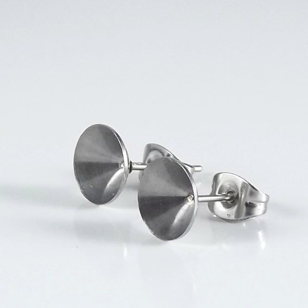 ss39 (8mm) Xirius Chaton cup Earring post , Hypoallergenic stainless steel