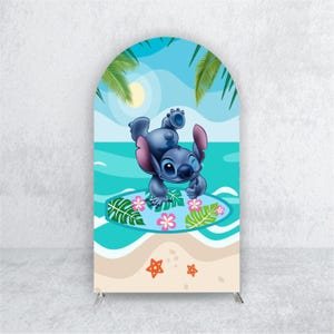 Stitch and Angel Backdrop JPG Design for Kids' Party, Birthday, or Party Decorations. Digital Download.