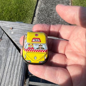 Vintage Tin Litho Friction Taxi Cab Toy Car - Classic Collectible