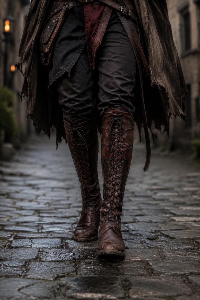 Medieval Rangers Boot Handmade Medieval Ranger Boots Brown Leather Viking Pirate Cosplay ...