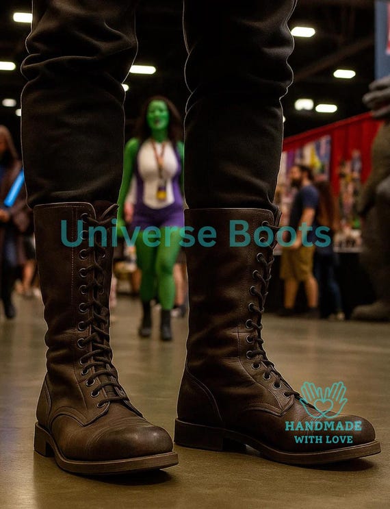 Lace Brown Leather Mid-High Boots – Vintage Style Lace-Up Men Leather Boots, Handcrafted Full Grain, Military Design, Cosplay / Fashion