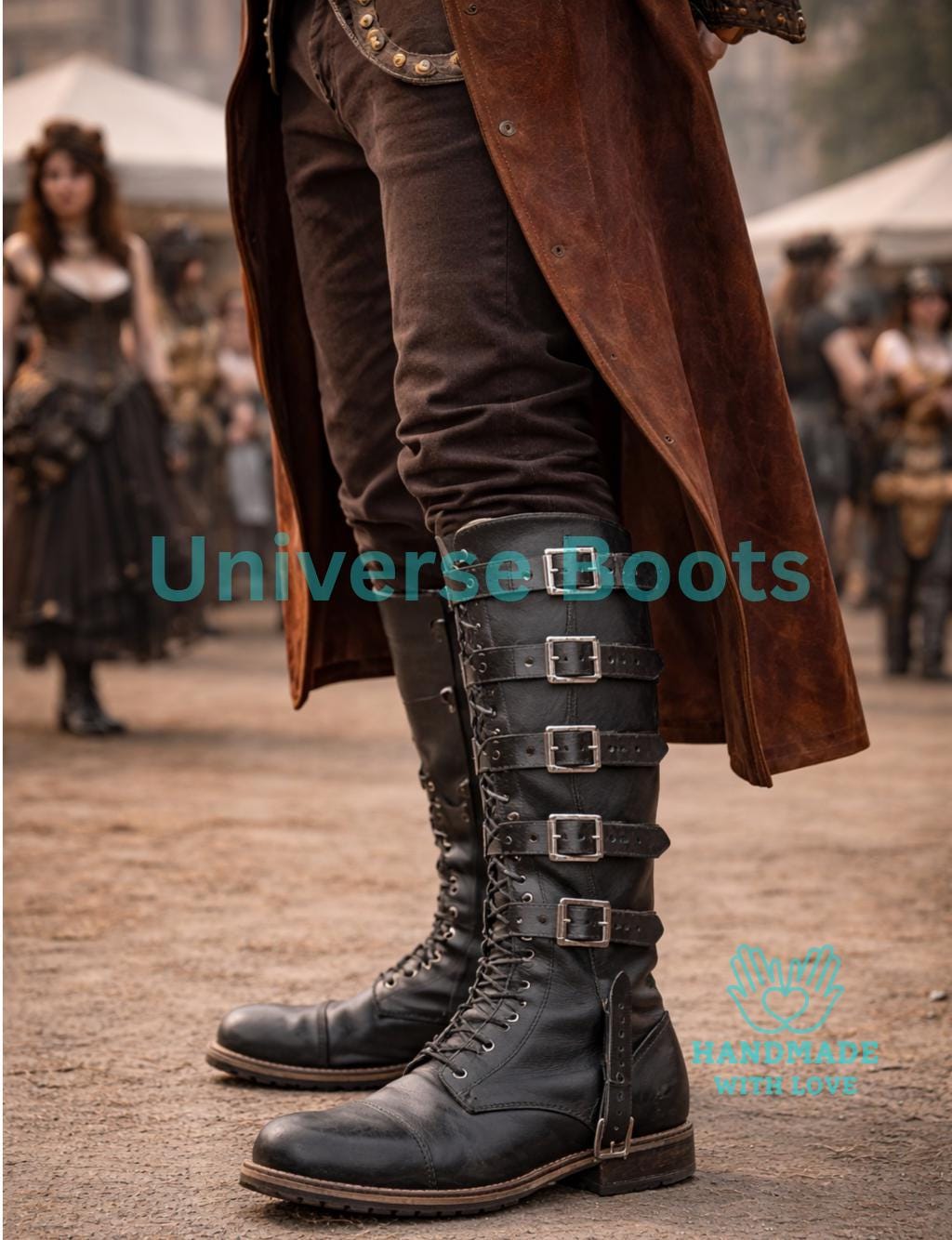Men\'s Knee High Boots Block Heel Slip On Rhinestone Costume Renaissance YLYL Women main image 3