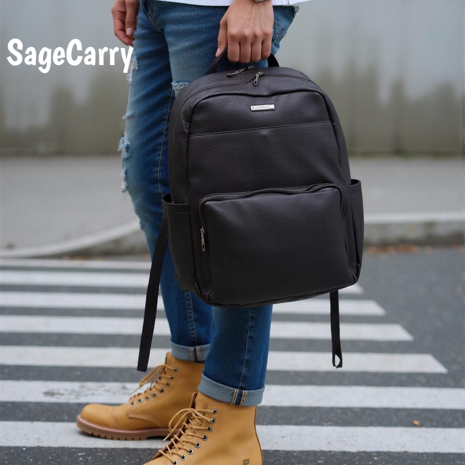 Vegan Leather Backpack with Flap and Interior Organization for Daily Use Organized Vegan Leather Backpack | Padded Tablet Pocket  main image 3