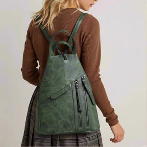 Convertible Vegan Leather Backpack Purse: Multi-Pocket Shoulder Bag