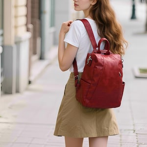 Versatile Vegan Leather Backpack - Convertible Shoulder Bag, Spacious Minimalist Design for Work & Travel