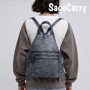 Vegan Leather Convertible Backpack Purse: Multi-Pocket Shoulder Bag