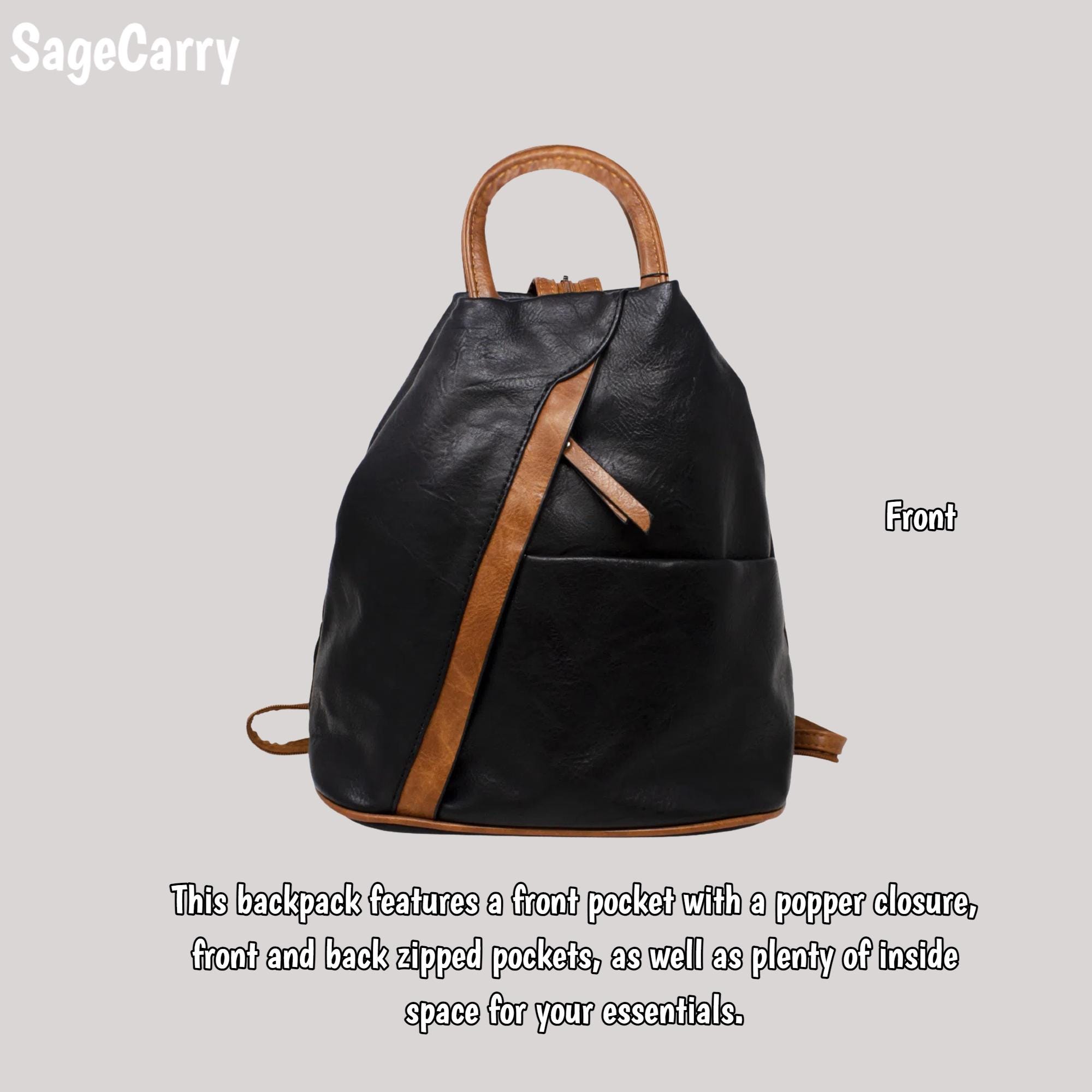 Anti-theft Vegan Leather Backpack: 3-way Convertible 