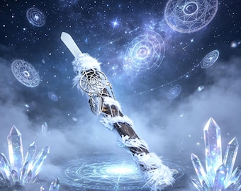 Handmade Dreamcatcher Crystal Wand, Spiritual Healing Tool, Meditation Altar Decor