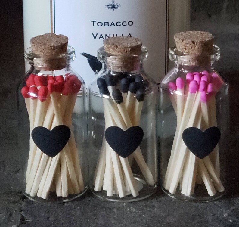 Matches in Glass Jar With Cork Top. Colored Tip. Etsy