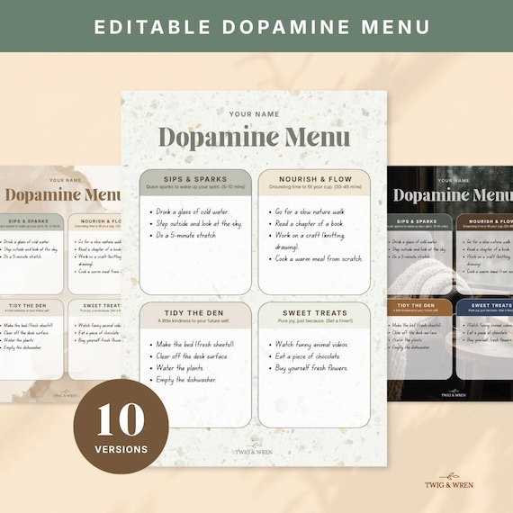 Dopamine Menu (Pre-Filled & Editable) | Stop Doom Scrolling | ADHD Decision Paralysis | 10 Layouts Bundle | Neurodivergent Planner