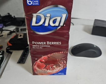 Jabón en barra Dial Power Berries, paquete de 6 unidades. Limpieza suave para el cuidado de la piel. Producto descontinuado.