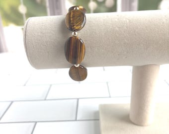 Handmade Tiger’s Eye Stretch Bracelet with Gold-Filled Beads