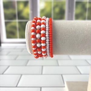 Orange & White Game Day Bracelets – Build Your Own Stack