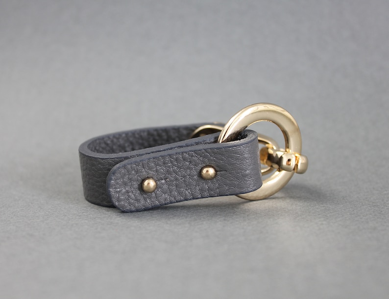 Embossed Italian Leather Bracelet With Gold Plated Metal Ring Etsy