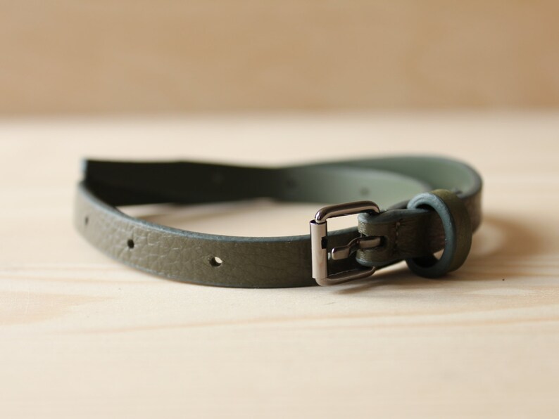 Italian Leather Belt Buckle Bracelet olive Khaki Brown Etsy