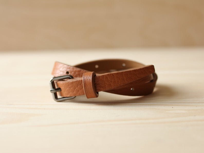 Italian Leather Belt Buckle Bracelet olive Khaki Brown Etsy