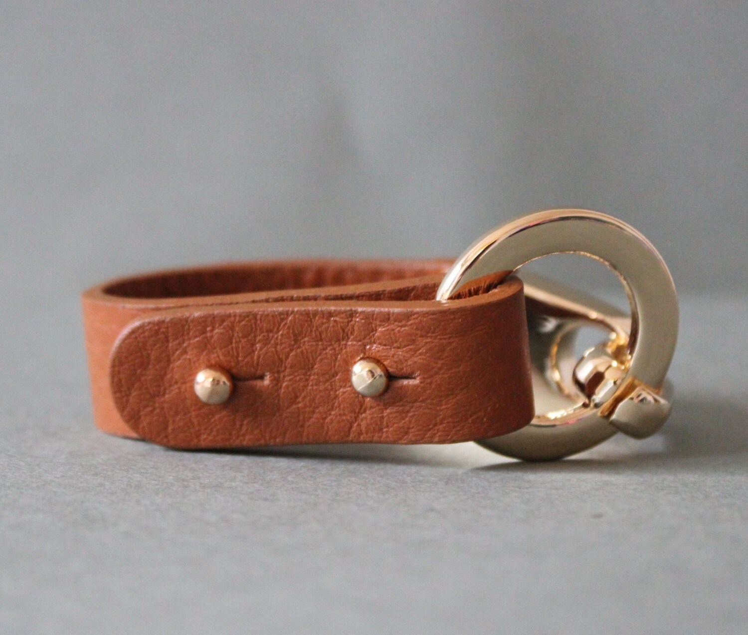 Embossed Italian Leather Bracelet with Gold Plated Metal Ring Etsy