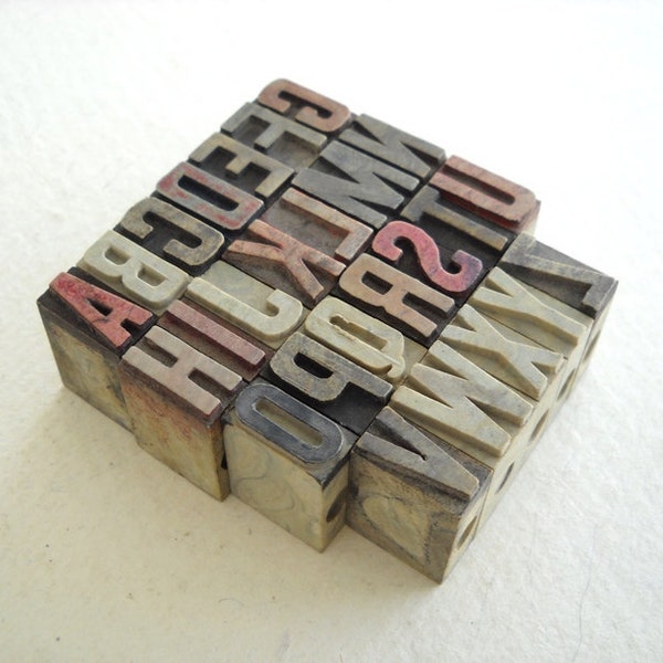 FREE SHIPPING - A to Z - One of a Kind - 26 Vintage Letterpress Plastic Letters Alphabets Collection - Mini Series - LB26