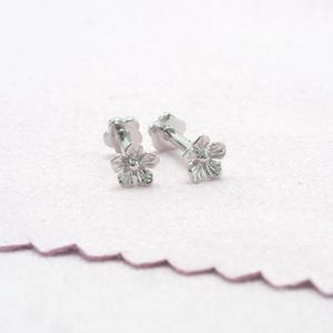 Cherry blossom push pin flat back stud earring 18 gauge (Pair)
