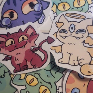 Angel and Devil Kitty Sticker
