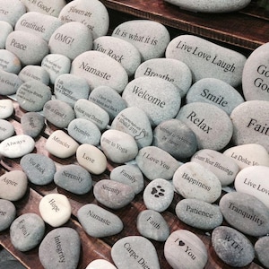 Personalized Engraved Stone – Custom River Pebble with Logo, Text or Image, Deep Engraving Gift
