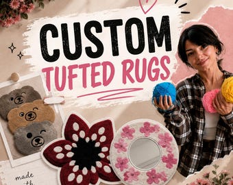 Custom Rug Made to Order, Personalized Tufted Carpet, Logo Rug, Pet Portrait Rug, Gaming Rug, Handmade Home Decor Gift