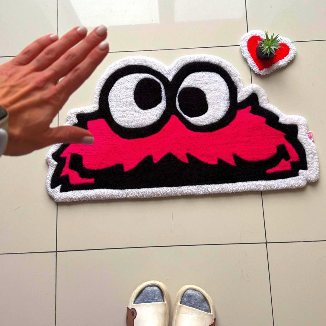 Stupid Rug Pink Monster Rug | Handmade Tufted Cartoon Carpet | Cute Room Decor ...