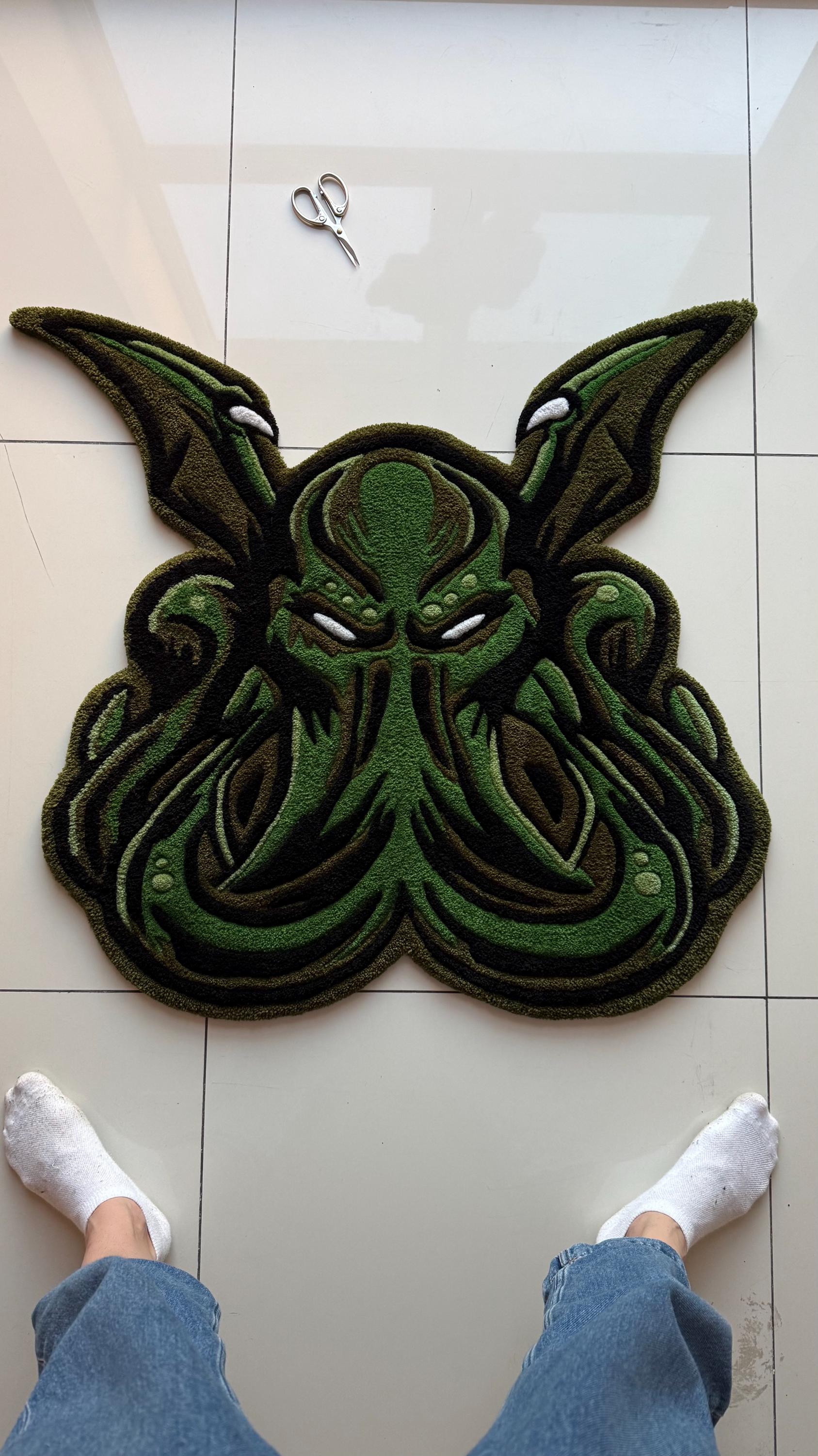 Handmade Cthulhu Rug: Tufted Squid Carpet, Gamer Room Decor - Etsy