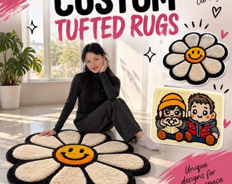 Custom Made Rug, Personalized Tufted Rug from Photo or Drawing, Handmade Room Decor, Unique Floor Rug, Custom Gift