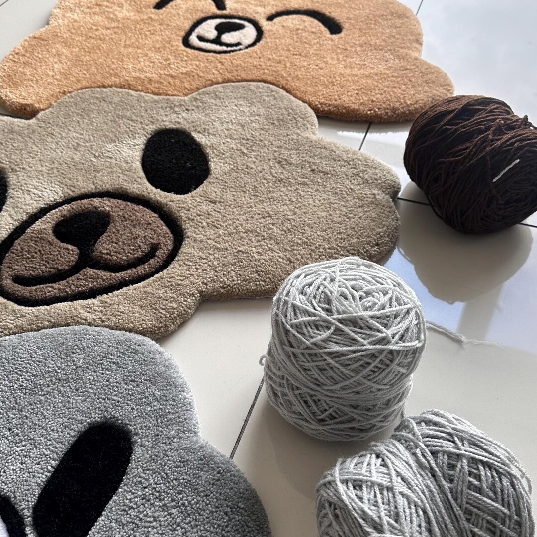 Teddy Bear Nursery Rug, Tufted Kids Room Carpet,baby Room Decor, Animal ...
