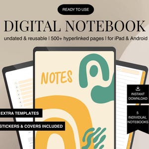 Libreta digital sin fecha y reutilizable para GoodNotes, Notability, Noteshelf / Rayada, cuadriculada, de puntos (Descarga instantánea)