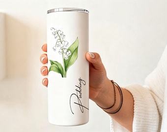 Custom Floral Stainless Steel Tumbler –Personalized Name & Birth Month Flower Cup