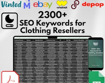 Clothing Reseller Keywords 2300 SEO Tags List 2025 Poshmark eBay Mercari Depop Etsy Seller Listing Template Dark Mode Fast Sales Guide