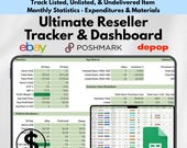 Ultimate Reseller Spreadsheet Google Sheets Inventory Sales Profit Tracker eBay Poshmark Depop Business Template Online Seller Dashboard USD