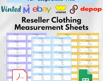 Clothing Measurement Guide Template for Resellers Poshmark eBay Depop Vinted Digital Reseller Size Chart PDF Spreadsheet Tool
