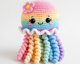 Rainbow Swirl Jellyfish Crochet Pattern, Amigurumi Sea Animal (PDF Download)